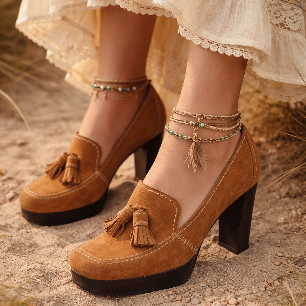 NWT.Stuart Weitzman Camel Suede Tassel Loafers
